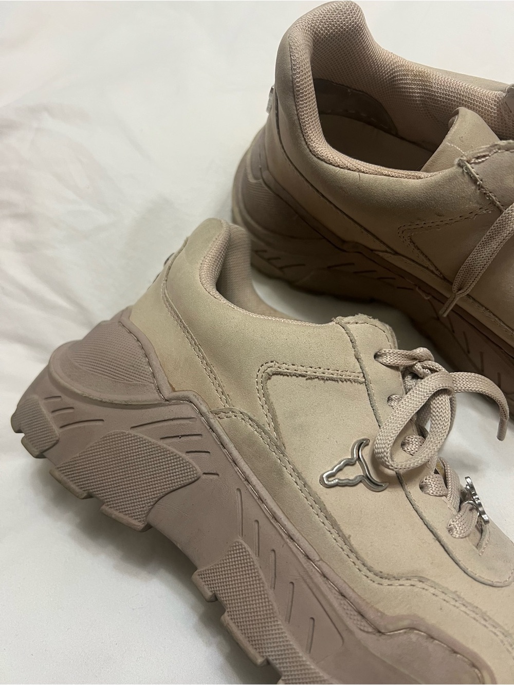 Windsor Smith Beige Chunky Platform Lace-Up Sneakers